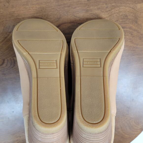 Toms Womens Kelsey Booties 6 Beige Leather Suede Round Toe Slip On Ankle Wedge - Picture 7 of 13